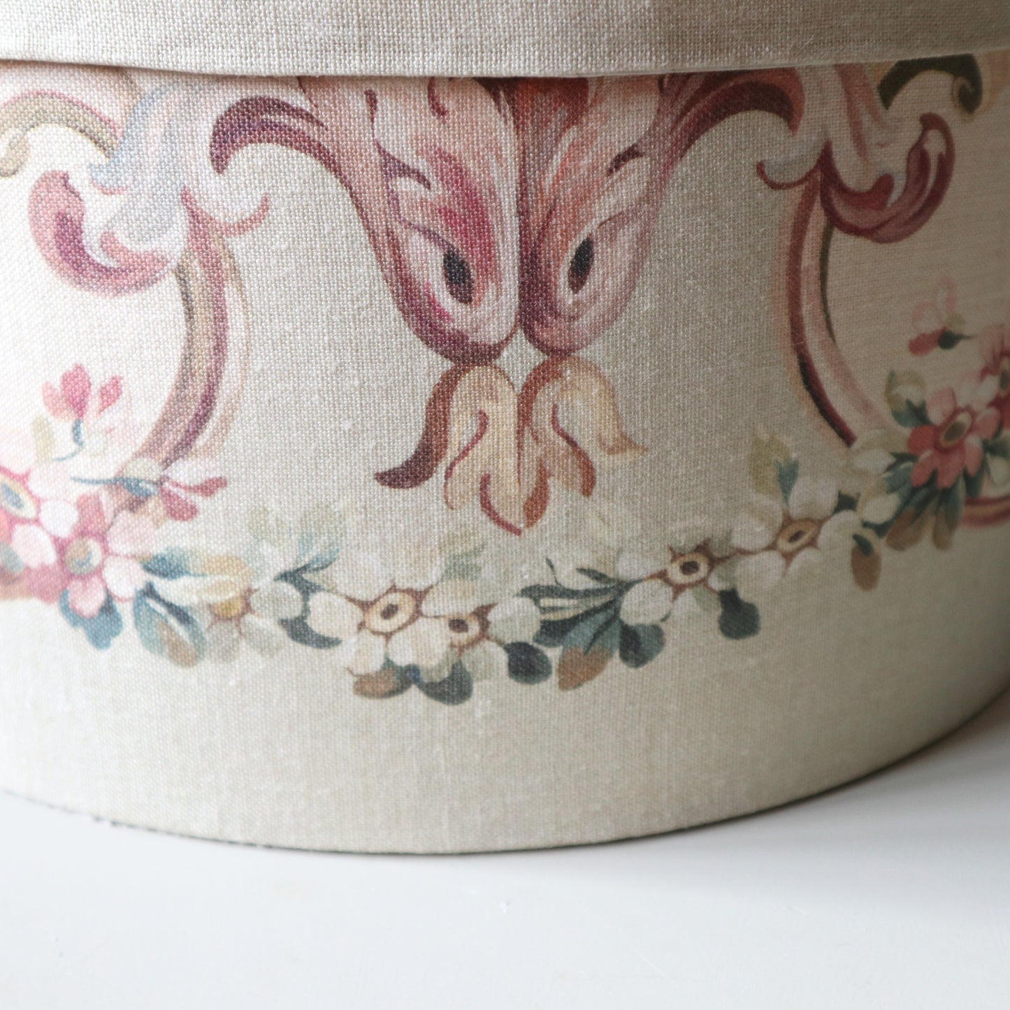 Linen Covered Aubusson Storage Box