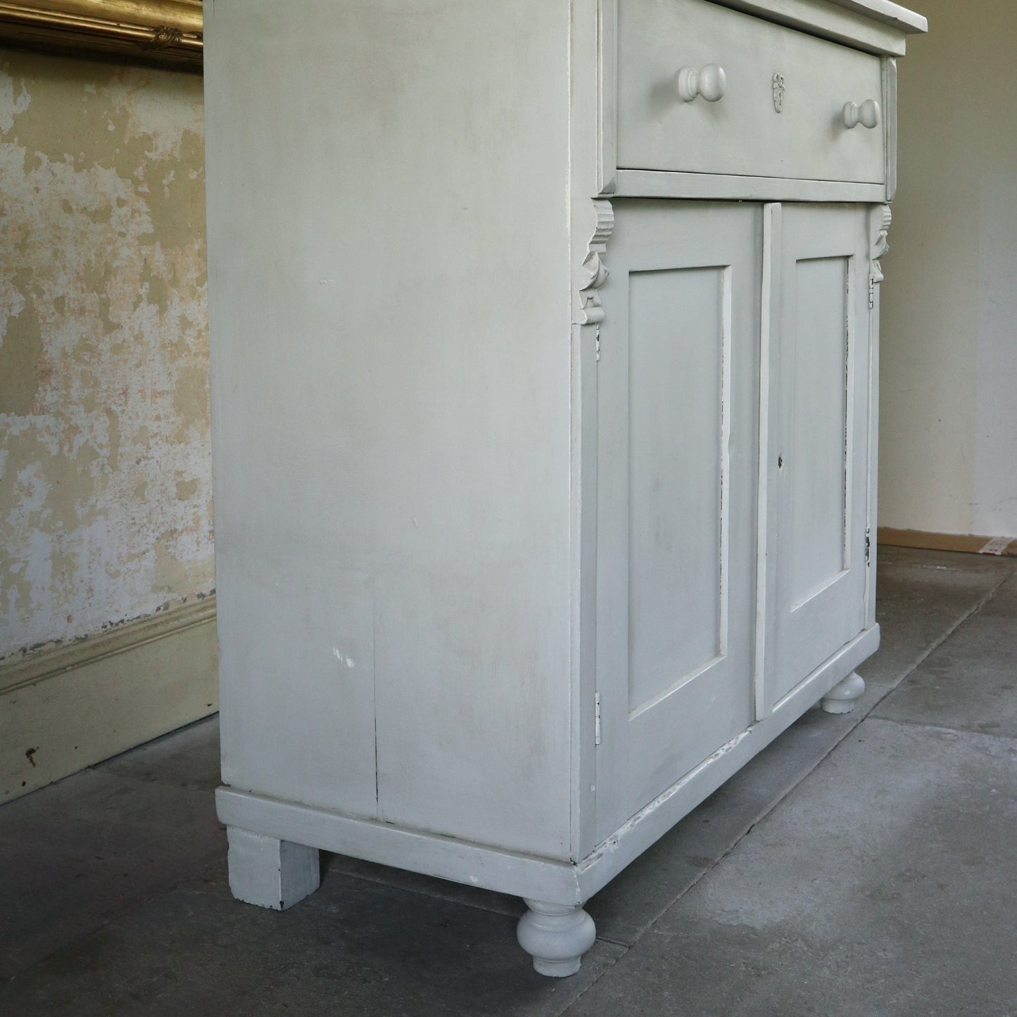 Antique Hungarian Painted Pine Cupboard