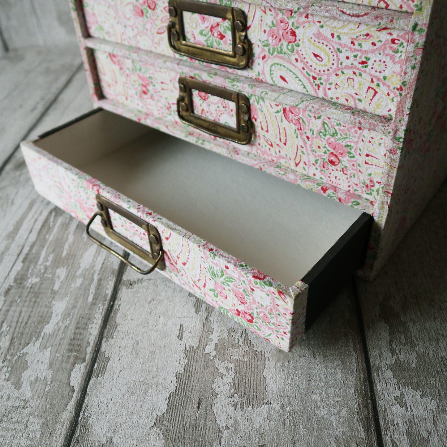 Library Cabinet - Vintage Eiderdown Fabric Covered Chest of Drawers