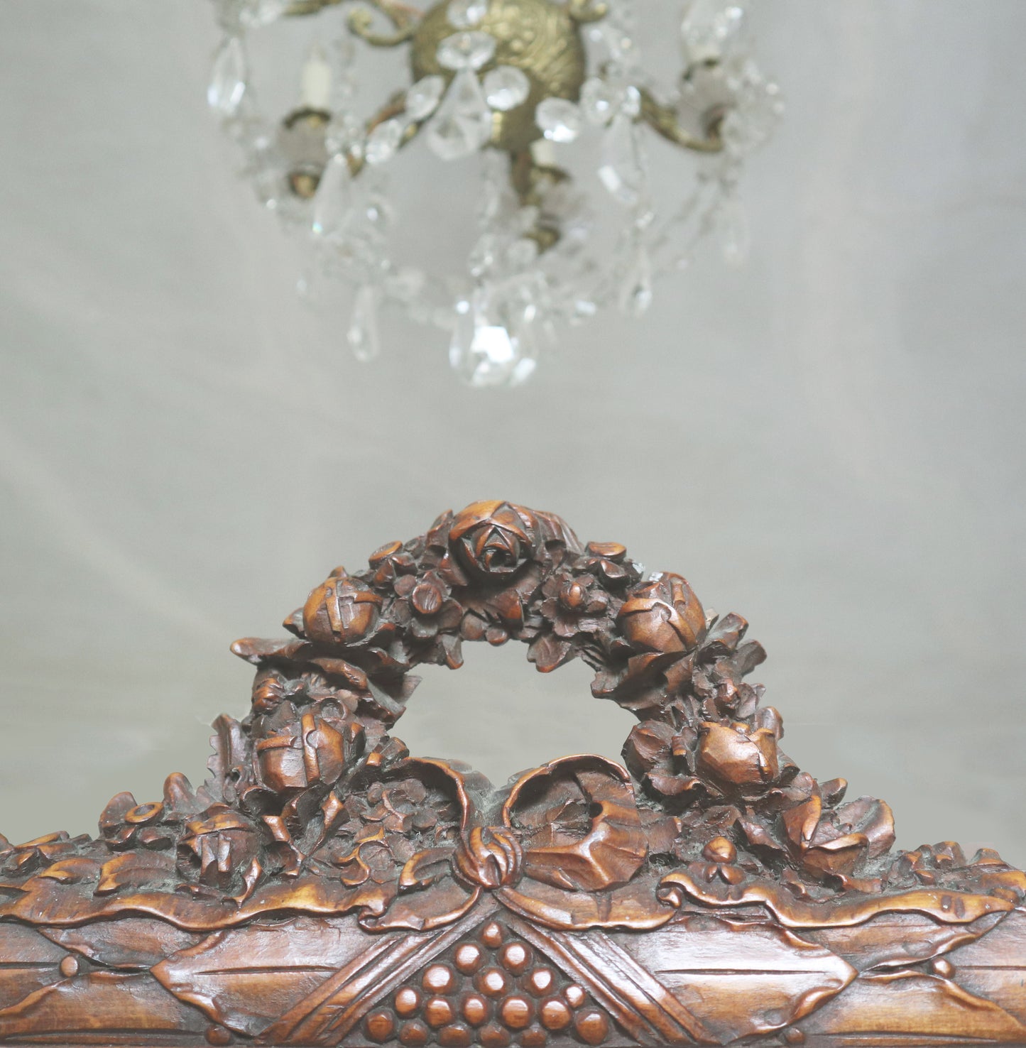 Rare Pair of Vintage French Bergere Carved Wood Single Beds