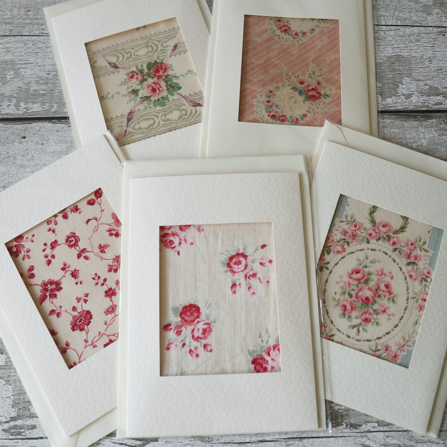 Set of 5 Large Vintage Fabric Gift Cards A5