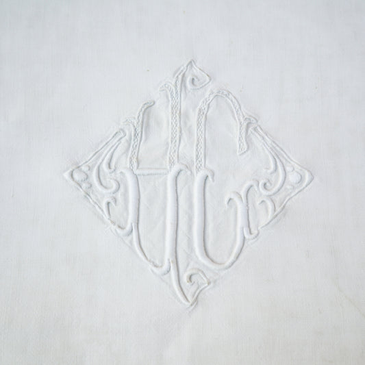 French Linen Antique Sheet Monogram HC