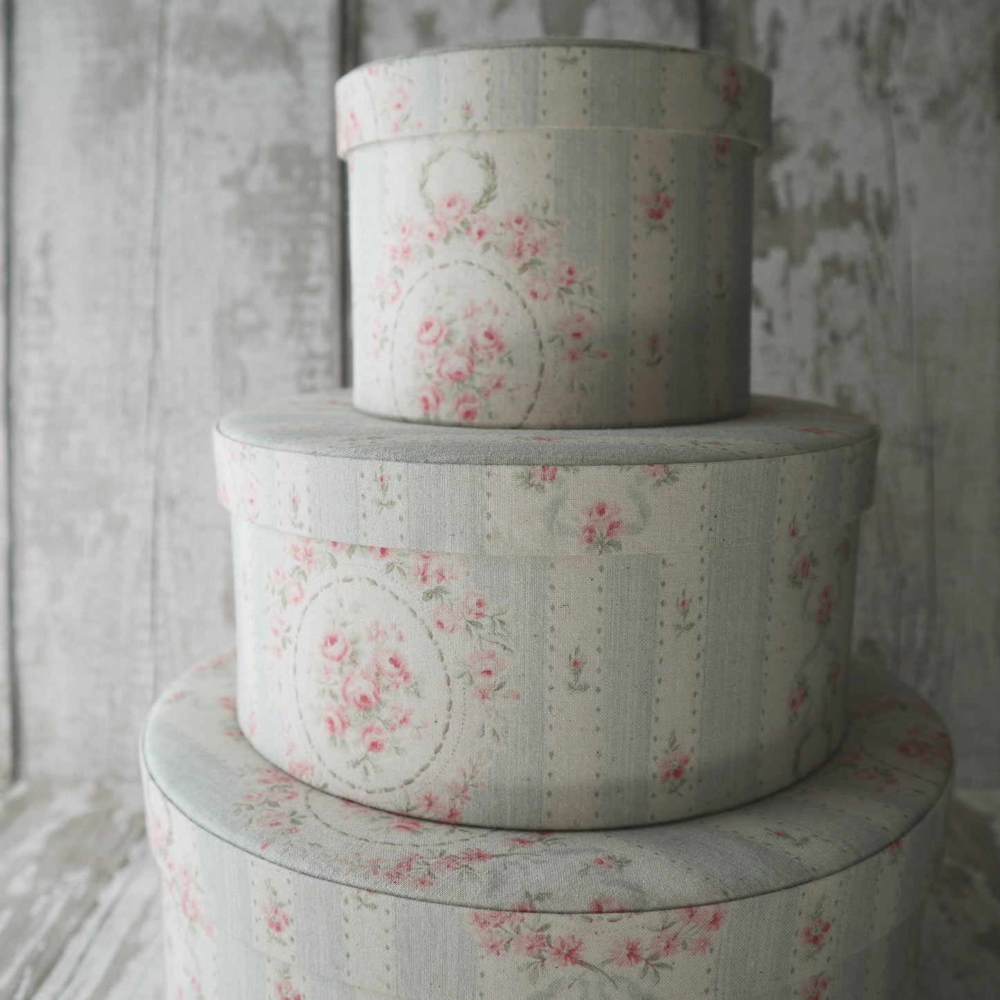 Fabric Covered Round Storage Boxes