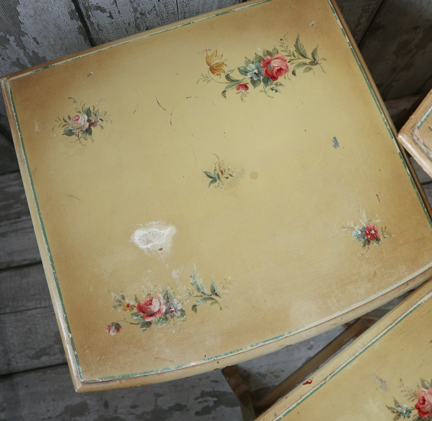 Rare Polychrome Painted Nesting Tables circa 1930's