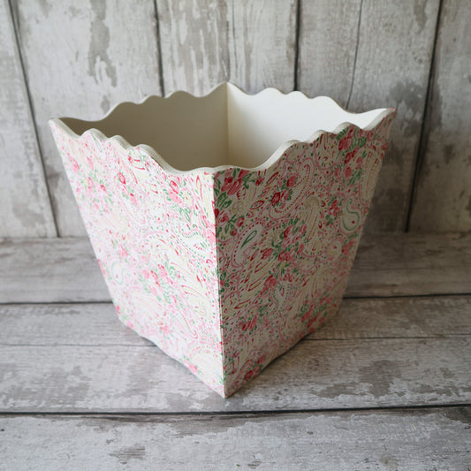 Wooden Fabric Covered Waste Paper Bin / Basket