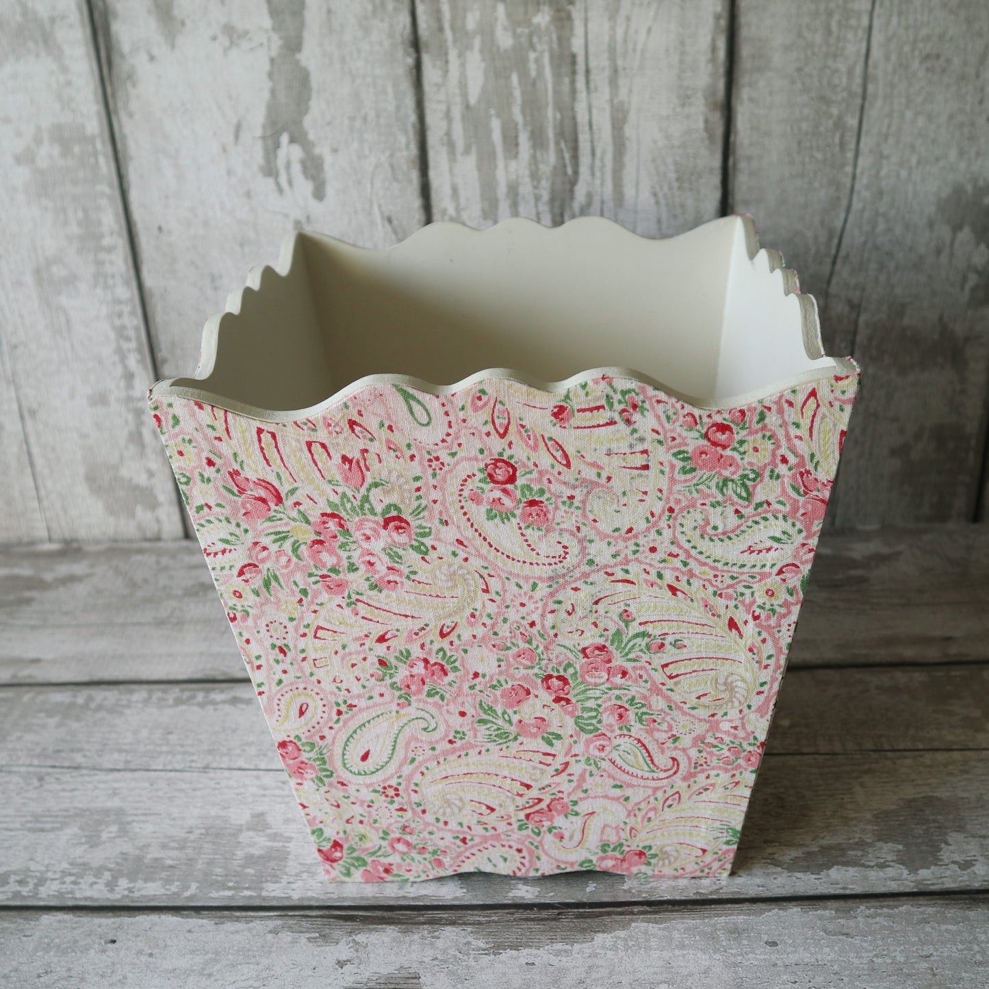 Wooden Fabric Covered Waste Paper Bin / Basket